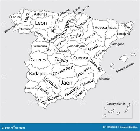 Mapa En Blanco Editable De España Stock De Ilustración Ilustración De