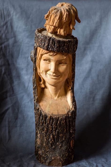 Vintage Modernist Carved Wood Female Form Sculpture