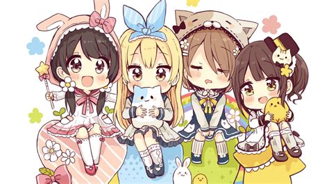 Download 1920x1080 Anime Girls Chibi Cute Friends