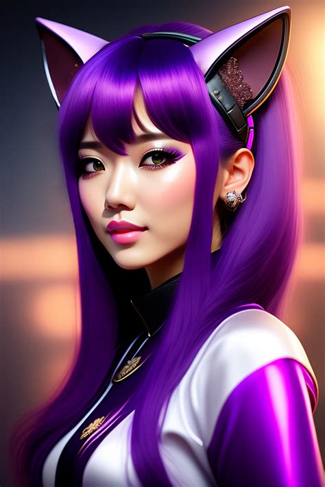 Lexica Purple Cat Girl Profile Picture Anime Style Cat Ears