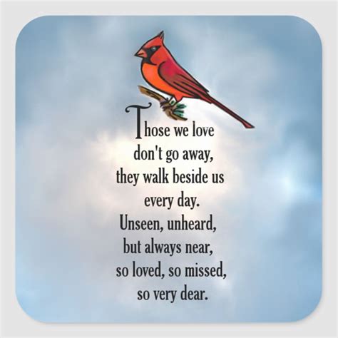 Cardinal So Loved Poem Square Sticker Sympathy Quotes