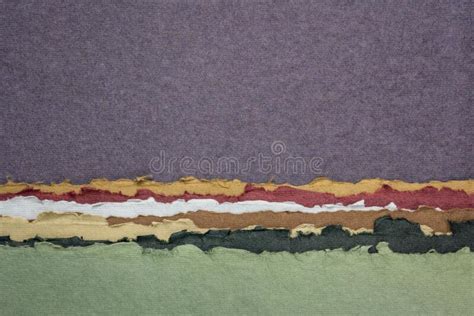 Purple Sky Abstract Landscape Created With Handmade Indian Paper Stock