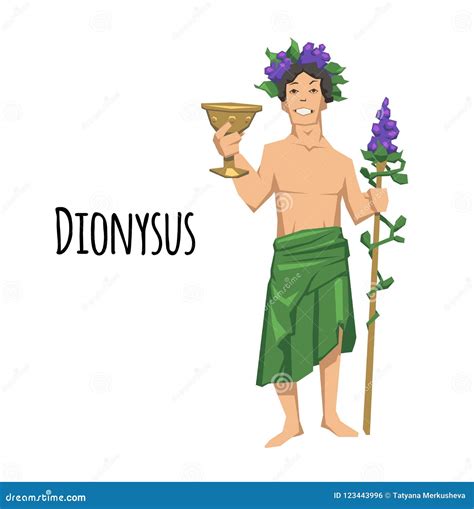Dionysus Acient Greek God Of Wine Mythology Flat Vector Illustration