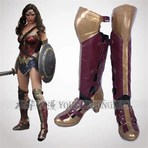 2017 New Movie Wonder Woman Cosplay Boots Diana Princess Hollow Out High Boots Gal Gadot Role