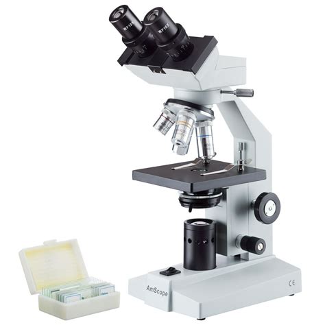 Amscope 40x 1000x Binocular Biological Microscope Slides New