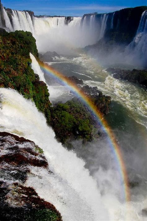 Iguazu Rainbow Arzentina Beautiful Nature Waterfall Scenery