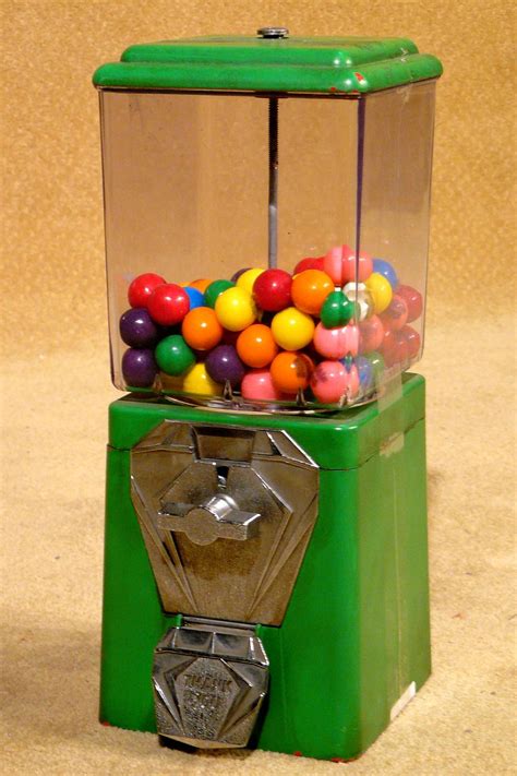 Vintage Green Gumball Machine With Deco Styling