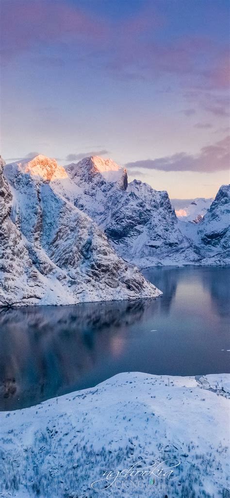 Norway Lofoten Mountains Winter Bay Snow Samsung G Iphone Wallpapers