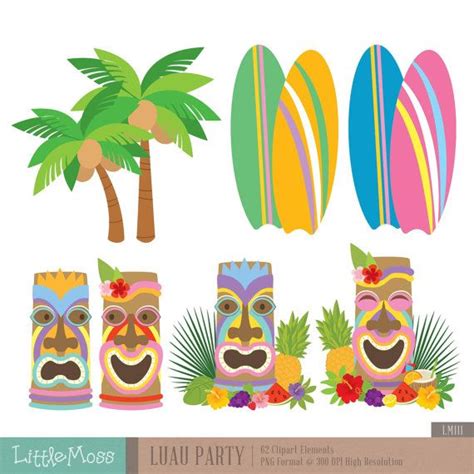 Luau Party Digital Clipart, Aloha Clipart, Hawaii clipart, Beach party