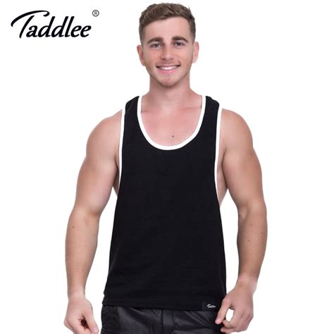 Taddlee Brand Mens Tank Top Tees Sleeveless Cotton Male Solid Color