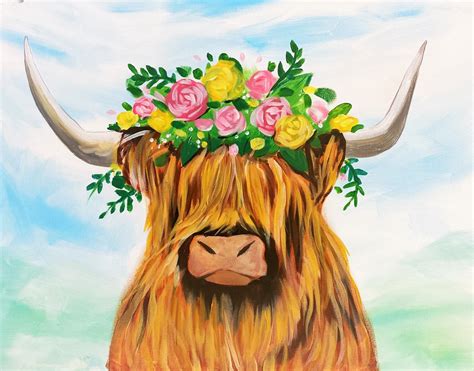 Art At Home Highland Cow Tutorial Step By Step Uncorked Canvas