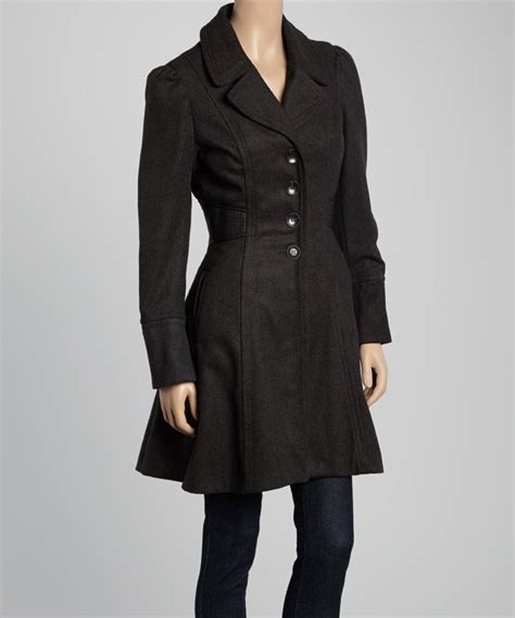 Therapy Dark Charcoal Faux Leather Contrast A Line Coat By Therapy