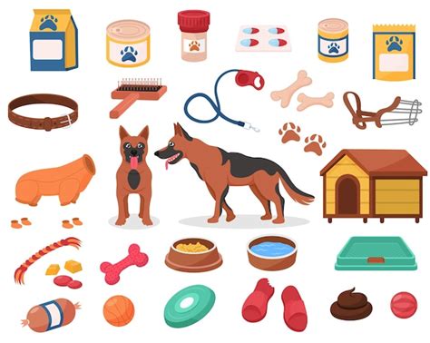 Conjunto De Iconos De Tienda De Mascotas Accesorios Para Perros