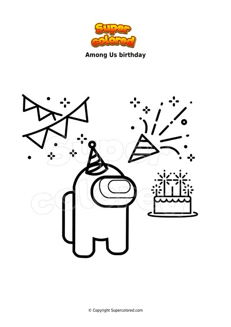 Among Us Birthday Coloring Pages Coloring Pages