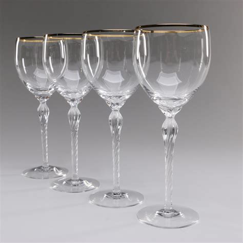 Lenox Gold Rim Monroe Crystal Wine Glasses Late 20th Early 21st Century Ebth
