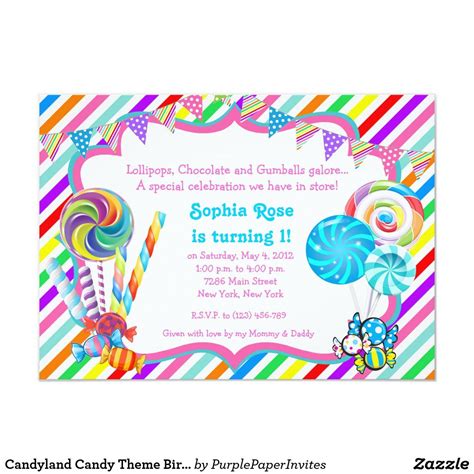 Candyland Candy Theme Birthday Invitation In 2020
