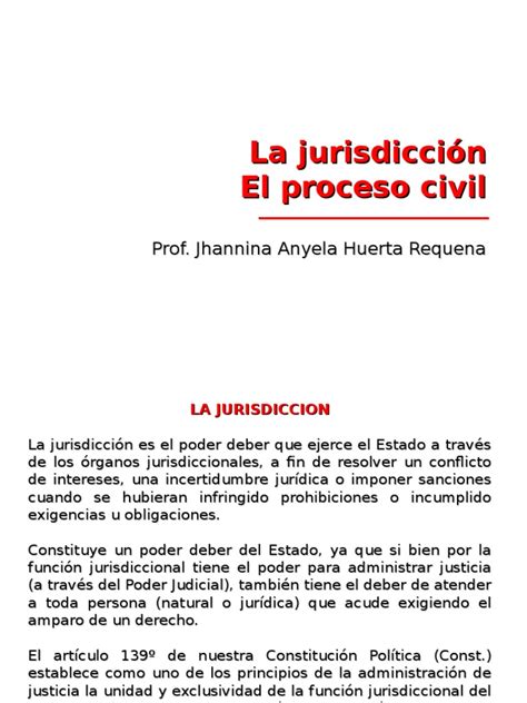 1 La Jurisdicción El Proceso Civil Sesión 1 18 08 2015 Ppc