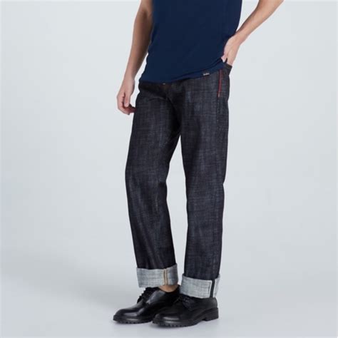 Blacksheepjeans กางเกงยีนส์ Jeans ทรงกระบอกใหญ่ กระบอกเล็ก ริมแดง16oz