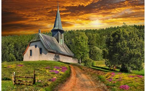 Church on a Hill at Sunset Image - ID: 48620 - Image Abyss
