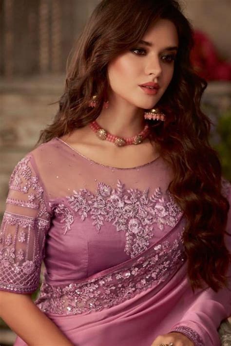 Buy Mauve Pink Silk Saree With Banglori Silk Blouse Online Sarv02458