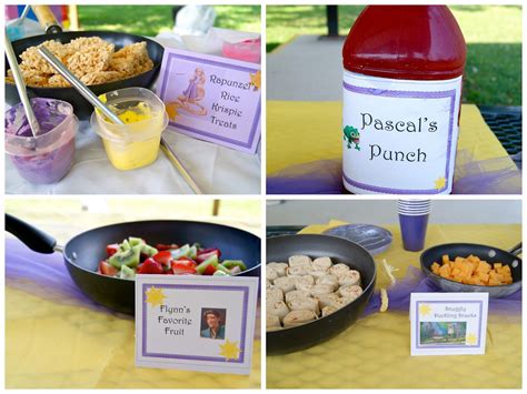Rapunzel Party Food Idea Pascals Punch Maximus Apples Etc All Served In Frying Pans Cute