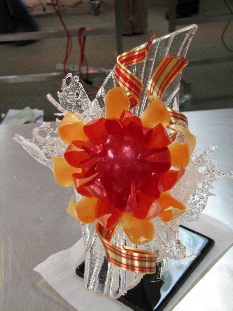 Pulled And Blown Sugar Fantasy Flower With Bubble Sugar And Cast Base