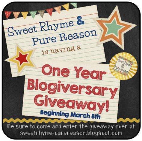 Sweet Rhyme Pure Reason My One Year Blogiversary Giveaway