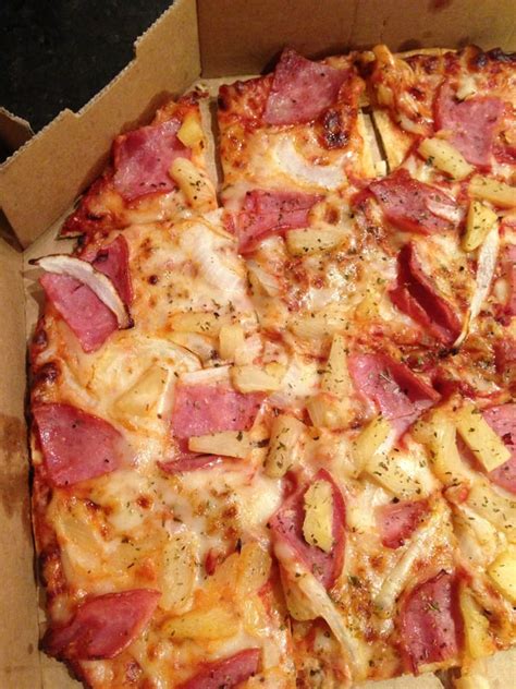 Pineapple Ham And Onion Crispy Thin Crust Pizza Yelp