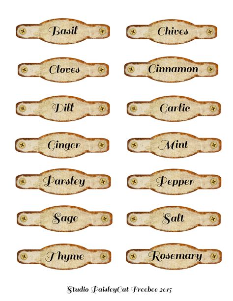 Studio Paisleycats Freebie Blog Freebee Day Rusty Spice Jar Labels