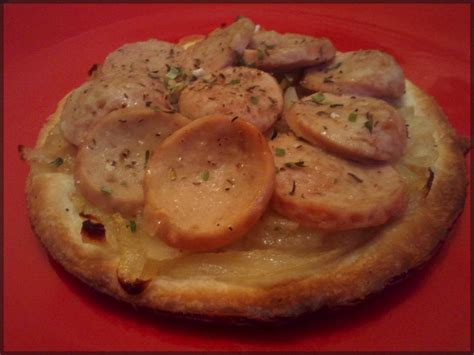 Anais Kitchen Tarte fine au boudin blanc et sa compoté doignon