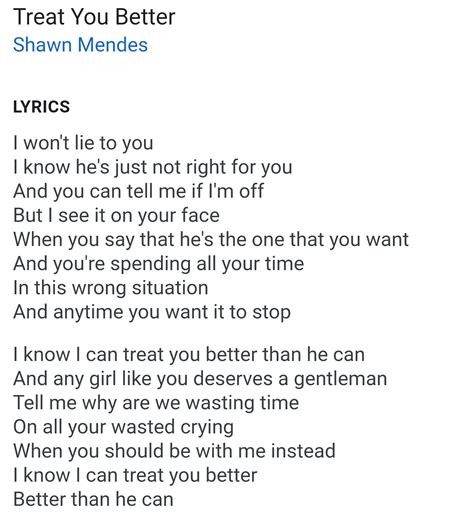 Shawn Mendes Treat You Better Lyrics Rniceguys