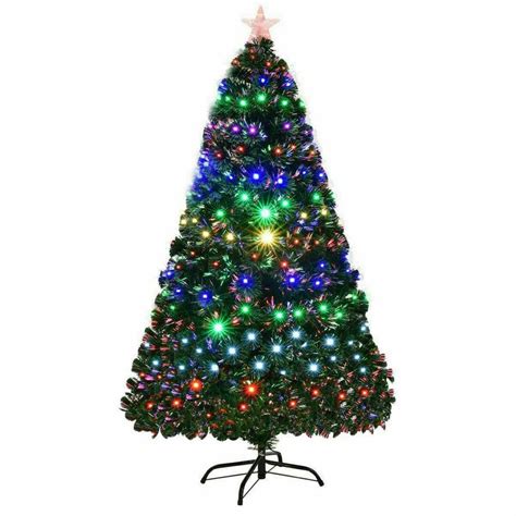 Costway 5 Ft Pre Lit Artificial Christmas Tree Fiber Optic Multi Color