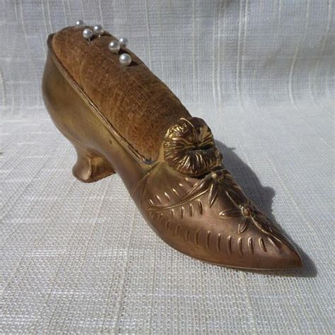 Antique Victorian Shoe Pin Cushion Cast Iron Bronze Color Etsy