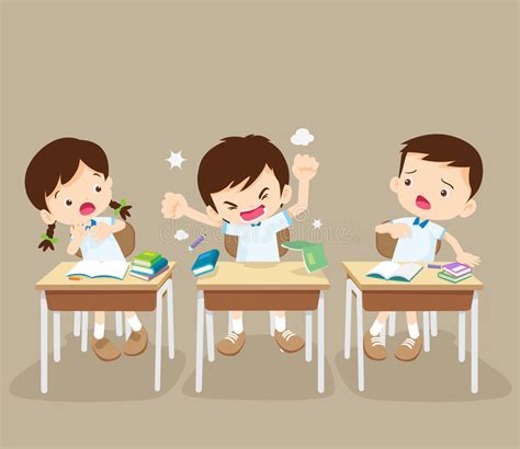 Angry Boy And Friends In Classroom Stock Vector Illustration Of