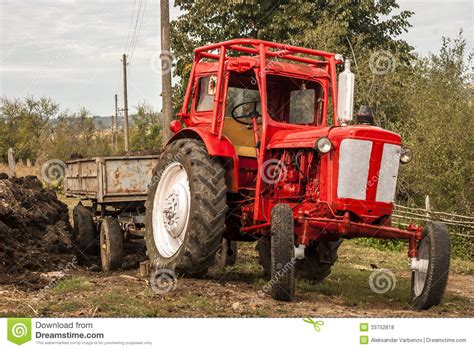Vintage Red Tractor Stock Photo Image Of Machinery Countryside 33752818