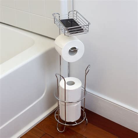 Home Basics Chrome Toilet Paper Holder With Shelf