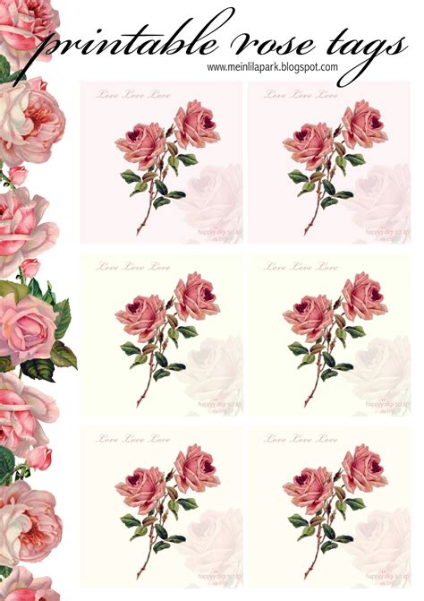 Free Printable Vintage Rose Tags Ausdruckbare Rosen