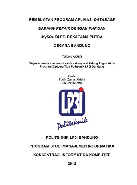 Contoh abstrak tugas akhir teknik informatika. Contoh Laporan Tugas Akhir - Contoh AJa