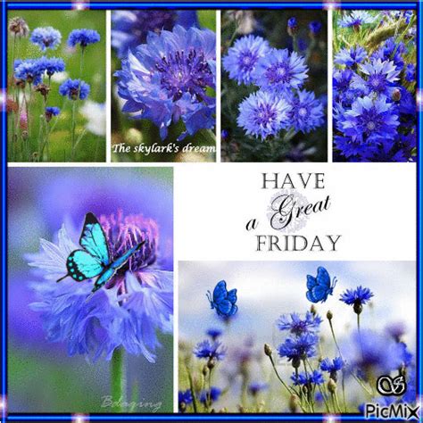 Cinehungama Good Morning Happy Friday Blue Flowers 