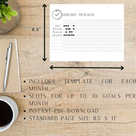 Monthly Habit Tracker Printable Tracker Instant Download Etsy