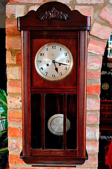 Vintage German Oak 8 Day Wall Clock With Chimes 時計