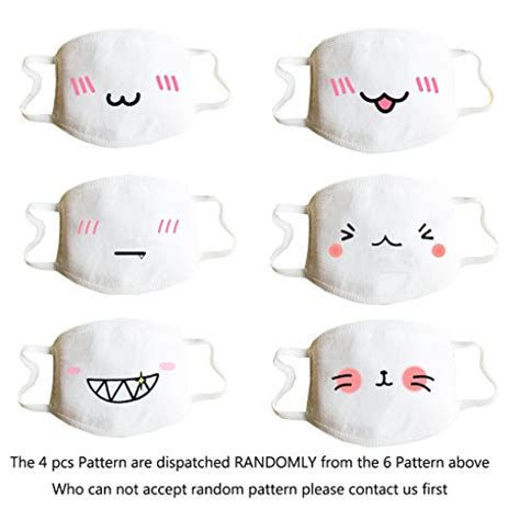 Mouth Mask Animecaz 4 Pcs Cute Fashion Mask Emoticon Mouth Muffle