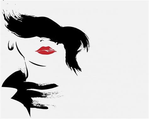 Demure Black And White Red Mysterious Lips Hd Wallpaper Peakpx