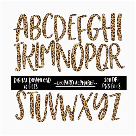Leopard Alphabet Set Letters And Clipart Sublimation Etsy
