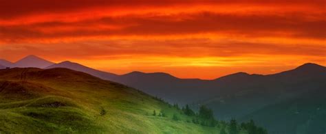 Premium Photo Mountain Red Sunset
