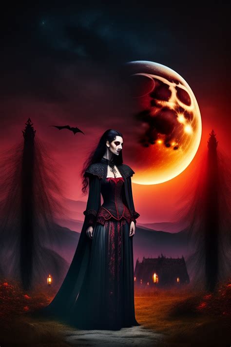 Lexica Draculas Lover Vampire Woman Blood Moon Background