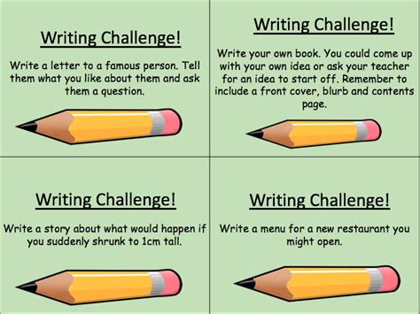 Writing Challenge Cards Teaching Resources