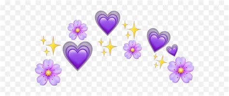 Purple Emoji Emojis Flowers Flower Hearts Heart Crown Purple Heart