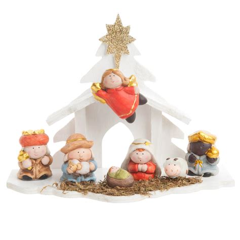 + le mot crèche est issu du francique krippia qui désigne une mangeoire pour les bestiaux. Crèche de Noël H 20 cm ENFANT | Maisons du Monde