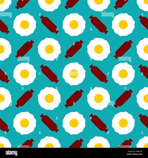 Egg And Sausage Pattern Seamless Fried Egg And Bacon Background